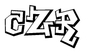 The image is a stylized representation of the letters Czr designed to mimic the look of graffiti text. The letters are bold and have a three-dimensional appearance, with emphasis on angles and shadowing effects.