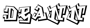 The image is a stylized representation of the letters Deann designed to mimic the look of graffiti text. The letters are bold and have a three-dimensional appearance, with emphasis on angles and shadowing effects.
