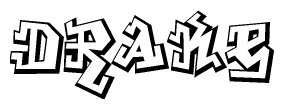 The clipart image features a stylized text in a graffiti font that reads Drake.