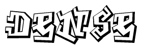 The clipart image depicts the word Dense in a style reminiscent of graffiti. The letters are drawn in a bold, block-like script with sharp angles and a three-dimensional appearance.