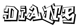 The clipart image depicts the word Diane in a style reminiscent of graffiti. The letters are drawn in a bold, block-like script with sharp angles and a three-dimensional appearance.