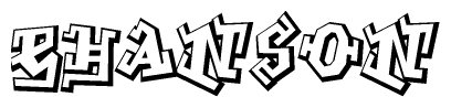 The image is a stylized representation of the letters Ehanson designed to mimic the look of graffiti text. The letters are bold and have a three-dimensional appearance, with emphasis on angles and shadowing effects.