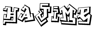 The clipart image depicts the word Hajime in a style reminiscent of graffiti. The letters are drawn in a bold, block-like script with sharp angles and a three-dimensional appearance.
