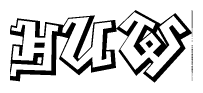 The clipart image depicts the word Huw in a style reminiscent of graffiti. The letters are drawn in a bold, block-like script with sharp angles and a three-dimensional appearance.