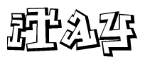 The clipart image features a stylized text in a graffiti font that reads Itay.