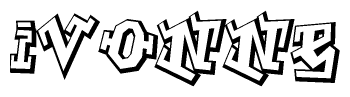 The image is a stylized representation of the letters Ivonne designed to mimic the look of graffiti text. The letters are bold and have a three-dimensional appearance, with emphasis on angles and shadowing effects.