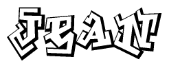 The clipart image features a stylized text in a graffiti font that reads Jean.