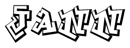 The clipart image depicts the word Jann in a style reminiscent of graffiti. The letters are drawn in a bold, block-like script with sharp angles and a three-dimensional appearance.