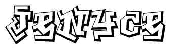 The clipart image depicts the word Jenyce in a style reminiscent of graffiti. The letters are drawn in a bold, block-like script with sharp angles and a three-dimensional appearance.