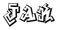The clipart image depicts the word Jak in a style reminiscent of graffiti. The letters are drawn in a bold, block-like script with sharp angles and a three-dimensional appearance.