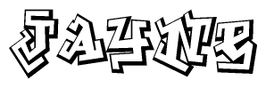 The clipart image depicts the word Jayne in a style reminiscent of graffiti. The letters are drawn in a bold, block-like script with sharp angles and a three-dimensional appearance.