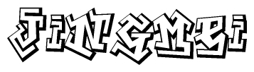 The clipart image depicts the word Jingmei in a style reminiscent of graffiti. The letters are drawn in a bold, block-like script with sharp angles and a three-dimensional appearance.