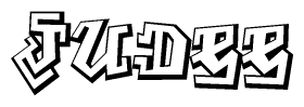 The clipart image depicts the word Judee in a style reminiscent of graffiti. The letters are drawn in a bold, block-like script with sharp angles and a three-dimensional appearance.