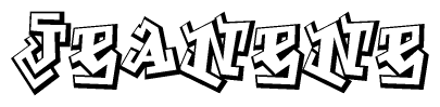 The clipart image depicts the word Jeanene in a style reminiscent of graffiti. The letters are drawn in a bold, block-like script with sharp angles and a three-dimensional appearance.