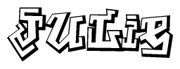 The clipart image depicts the word Julie in a style reminiscent of graffiti. The letters are drawn in a bold, block-like script with sharp angles and a three-dimensional appearance.