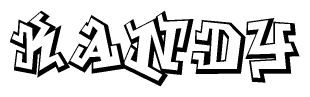 The clipart image features a stylized text in a graffiti font that reads Kandy.