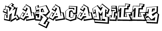 The clipart image depicts the word Karacamille in a style reminiscent of graffiti. The letters are drawn in a bold, block-like script with sharp angles and a three-dimensional appearance.