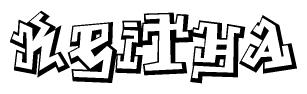 The clipart image depicts the word Keitha in a style reminiscent of graffiti. The letters are drawn in a bold, block-like script with sharp angles and a three-dimensional appearance.