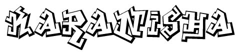 The image is a stylized representation of the letters Karanisha designed to mimic the look of graffiti text. The letters are bold and have a three-dimensional appearance, with emphasis on angles and shadowing effects.