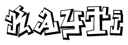 The clipart image depicts the word Kayti in a style reminiscent of graffiti. The letters are drawn in a bold, block-like script with sharp angles and a three-dimensional appearance.