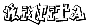 The clipart image depicts the word Kinita in a style reminiscent of graffiti. The letters are drawn in a bold, block-like script with sharp angles and a three-dimensional appearance.
