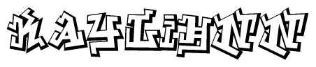 The clipart image depicts the word Kaylihnn in a style reminiscent of graffiti. The letters are drawn in a bold, block-like script with sharp angles and a three-dimensional appearance.
