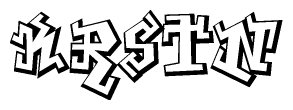 The clipart image depicts the word Krstn in a style reminiscent of graffiti. The letters are drawn in a bold, block-like script with sharp angles and a three-dimensional appearance.