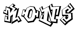 The clipart image depicts the word Kons in a style reminiscent of graffiti. The letters are drawn in a bold, block-like script with sharp angles and a three-dimensional appearance.