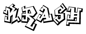 The image is a stylized representation of the letters Krash designed to mimic the look of graffiti text. The letters are bold and have a three-dimensional appearance, with emphasis on angles and shadowing effects.