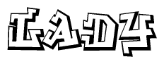 The clipart image depicts the word Lady in a style reminiscent of graffiti. The letters are drawn in a bold, block-like script with sharp angles and a three-dimensional appearance.
