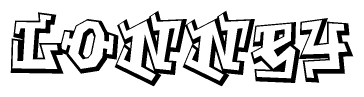 The clipart image depicts the word Lonney in a style reminiscent of graffiti. The letters are drawn in a bold, block-like script with sharp angles and a three-dimensional appearance.