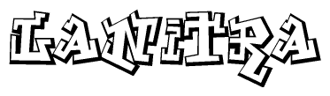 The clipart image depicts the word Lanitra in a style reminiscent of graffiti. The letters are drawn in a bold, block-like script with sharp angles and a three-dimensional appearance.
