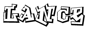 The image is a stylized representation of the letters Lance designed to mimic the look of graffiti text. The letters are bold and have a three-dimensional appearance, with emphasis on angles and shadowing effects.