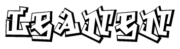 The image is a stylized representation of the letters Leanen designed to mimic the look of graffiti text. The letters are bold and have a three-dimensional appearance, with emphasis on angles and shadowing effects.