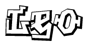 The clipart image depicts the word Leo in a style reminiscent of graffiti. The letters are drawn in a bold, block-like script with sharp angles and a three-dimensional appearance.