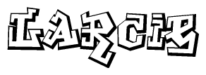 The clipart image depicts the word Larcie in a style reminiscent of graffiti. The letters are drawn in a bold, block-like script with sharp angles and a three-dimensional appearance.