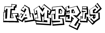 The clipart image depicts the word Lampris in a style reminiscent of graffiti. The letters are drawn in a bold, block-like script with sharp angles and a three-dimensional appearance.