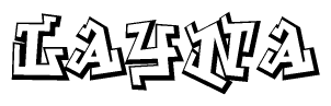 The clipart image depicts the word Layna in a style reminiscent of graffiti. The letters are drawn in a bold, block-like script with sharp angles and a three-dimensional appearance.