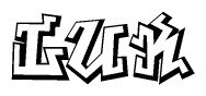The clipart image depicts the word Luk in a style reminiscent of graffiti. The letters are drawn in a bold, block-like script with sharp angles and a three-dimensional appearance.