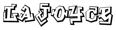 The image is a stylized representation of the letters Lajoyce designed to mimic the look of graffiti text. The letters are bold and have a three-dimensional appearance, with emphasis on angles and shadowing effects.
