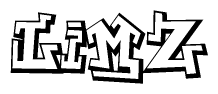 The clipart image depicts the word Limz in a style reminiscent of graffiti. The letters are drawn in a bold, block-like script with sharp angles and a three-dimensional appearance.