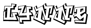 The image is a stylized representation of the letters Lynne designed to mimic the look of graffiti text. The letters are bold and have a three-dimensional appearance, with emphasis on angles and shadowing effects.