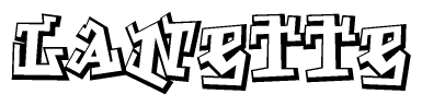 The clipart image depicts the word Lanette in a style reminiscent of graffiti. The letters are drawn in a bold, block-like script with sharp angles and a three-dimensional appearance.