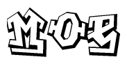 The clipart image features a stylized text in a graffiti font that reads Moe.
