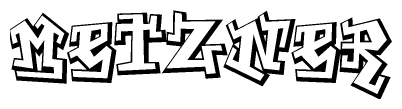 The clipart image depicts the word Metzner in a style reminiscent of graffiti. The letters are drawn in a bold, block-like script with sharp angles and a three-dimensional appearance.