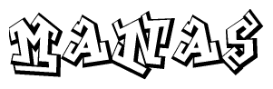   The clipart image features a stylized text in a graffiti font that reads Manas. 