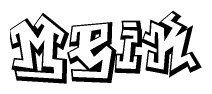 The clipart image depicts the word Meik in a style reminiscent of graffiti. The letters are drawn in a bold, block-like script with sharp angles and a three-dimensional appearance.