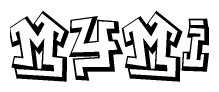 The clipart image depicts the word Mymi in a style reminiscent of graffiti. The letters are drawn in a bold, block-like script with sharp angles and a three-dimensional appearance.