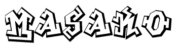 The clipart image depicts the word Masako in a style reminiscent of graffiti. The letters are drawn in a bold, block-like script with sharp angles and a three-dimensional appearance.