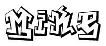 The clipart image depicts the word Mike in a style reminiscent of graffiti. The letters are drawn in a bold, block-like script with sharp angles and a three-dimensional appearance.